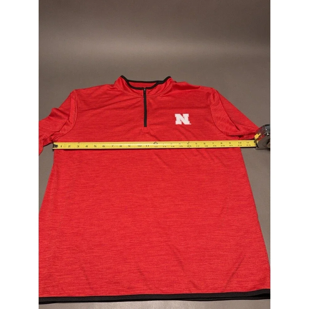 Colosseum Men's Nebraska Corn Huskers N 1/4 Zip Thin Light Jacket Red L Large
